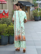 Joban Fashion Sky Blue Positive Digital Print With Position Foil Kurta Set - Distacart