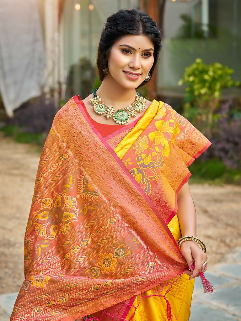 Shree Shyam Fashion Yellow Soft Silk Saree - Distacart