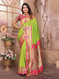 Joban Fashion Paithani Light Green Woven Soft Silk Saree - Distacart