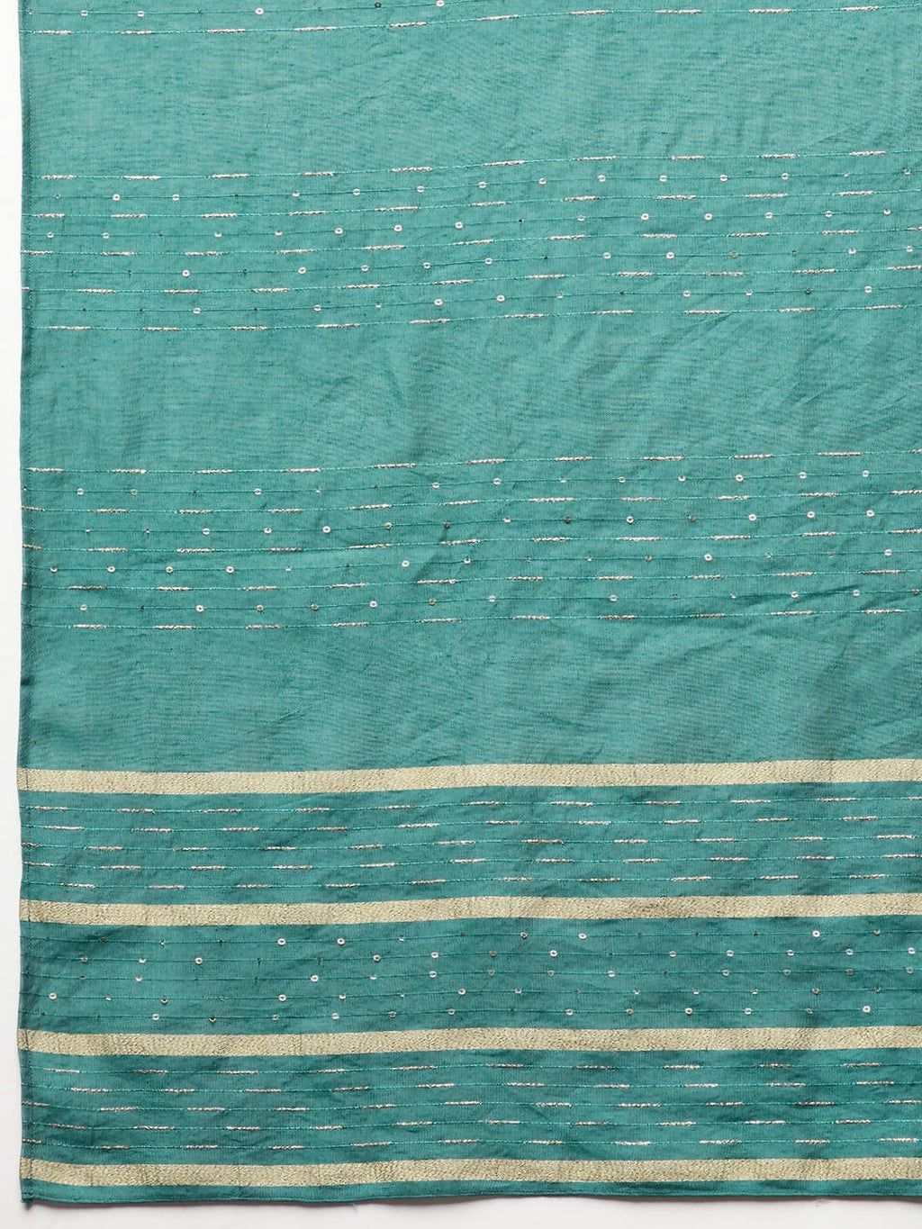 Myshka Dark Green Embroidered 3/4 Sleeve Round Neck Kurta Pant Dupatta Set - Distacart
