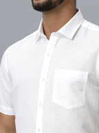 Ramraj Cotton Mens Half Sleeve White Shirt Plus Size - Justice White
