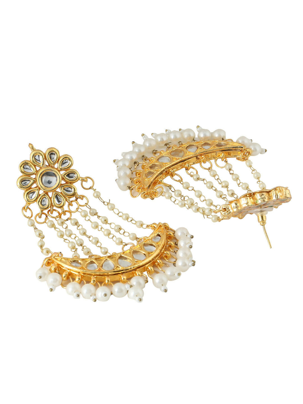 NVR Women Gold-Plated Kundan Chandbali Earrings - Distacart