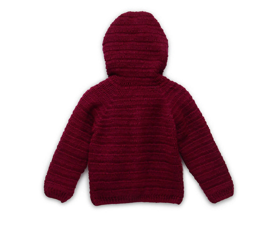 Chutput Kids Maroon Coloured Solid Pullover Sweater