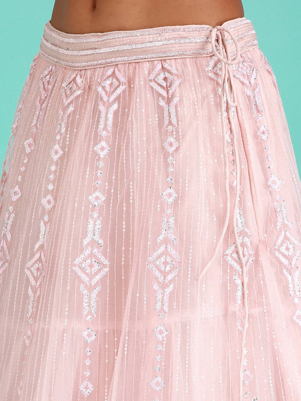 House of Panchhi Peach Net Gotapatti Work Lehenga & Blouse, Dupatta