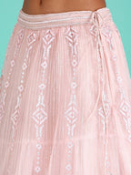 House of Panchhi Peach Net Gotapatti Work Lehenga & Blouse, Dupatta