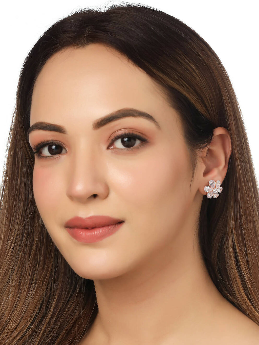 NVR Women Golden Cz Studded Studs Earrings - Distacart