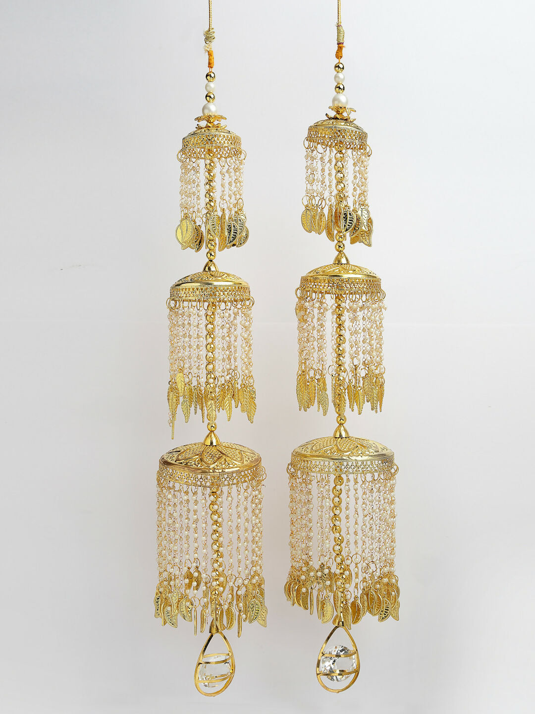 NVR Women's Pack Of 2 Gold-Polished & White Pearl Beaded Bridal Layered Heavy Kaleera Sets - Distacart