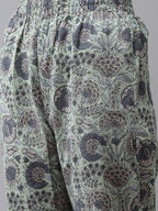Yufta Green and off-white yoke design Kurta with Palazzo with Dupatta Set
