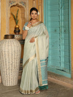 Shree Shyam Fashion Rama Green Linen Saree - Distacart