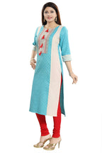 Snehal Creations Tantalising T. Blue Textured Cotton Straight Tunic - Distacart