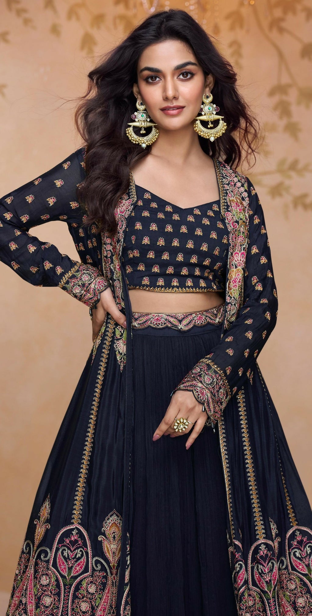 Anaita Black Chinon Readymade Suit with Heavy Embroidery & Sequence Work - Distacart