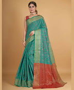 Sea Green Silk Woven Design Saree With Unstitched Blouse Piece - Akshita