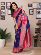 Joban Fashion Banarasi Purple Small Butti Soft Silk Saree - Distacart