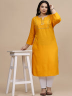 Sztori Women Flared Sleeves Thread Work Kurta