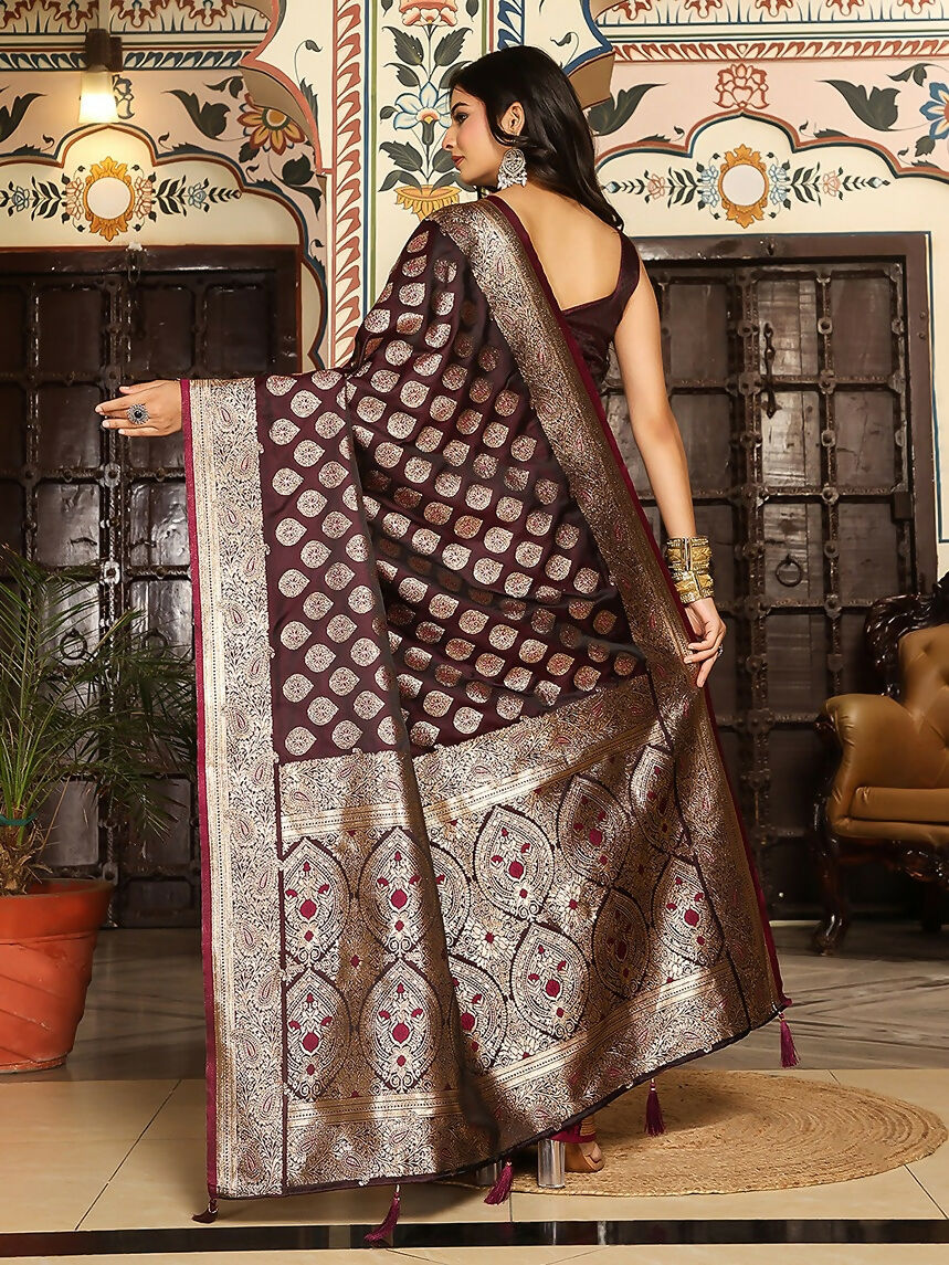 Shree Shyam Fashion Maroon Silk Saree - Distacart
