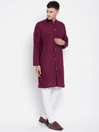 Even Apparels Maroon Pure Cotton Men's Sherwani Kurta With Open Front - Distacart