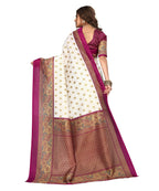 Vamika white & purple Printed Art Silk Saree