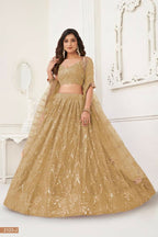 Aastha Fashion Chiku Butterfly Net Tone To Tone Thread Work, Sequence Work And Original Mirror Work Embroidery Wedding Wear Lehenga Choli