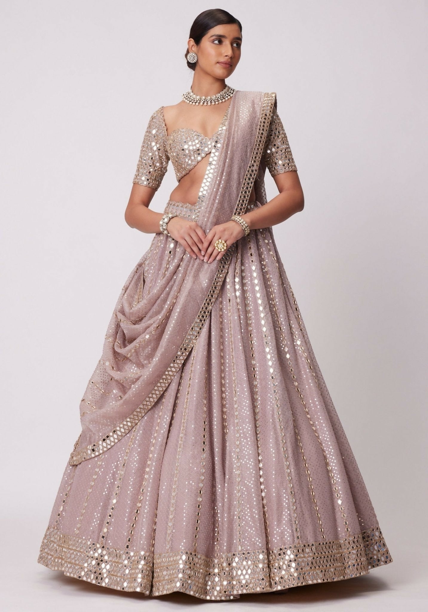 Lehenga Mart Designer Indian Wedding Lehenga Choli-Ash Pink - Distacart