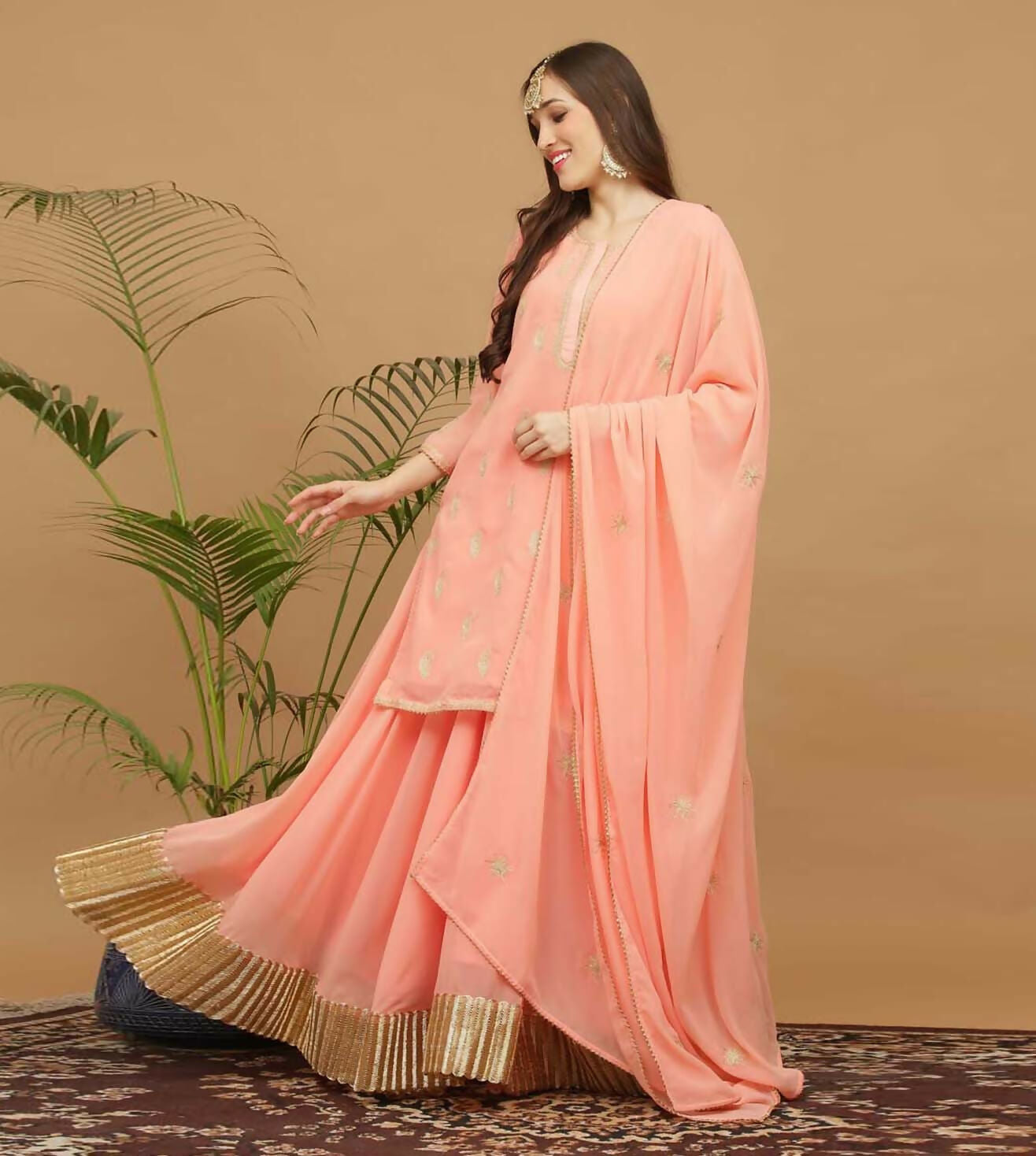 Joban Fashion Lite Beige Georgette Lehenga Set