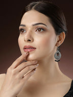 NVR Women's Set of 3 Silver-Toned German Silver Oxidised Dome Shaped Jhumka Earrings - Distacart