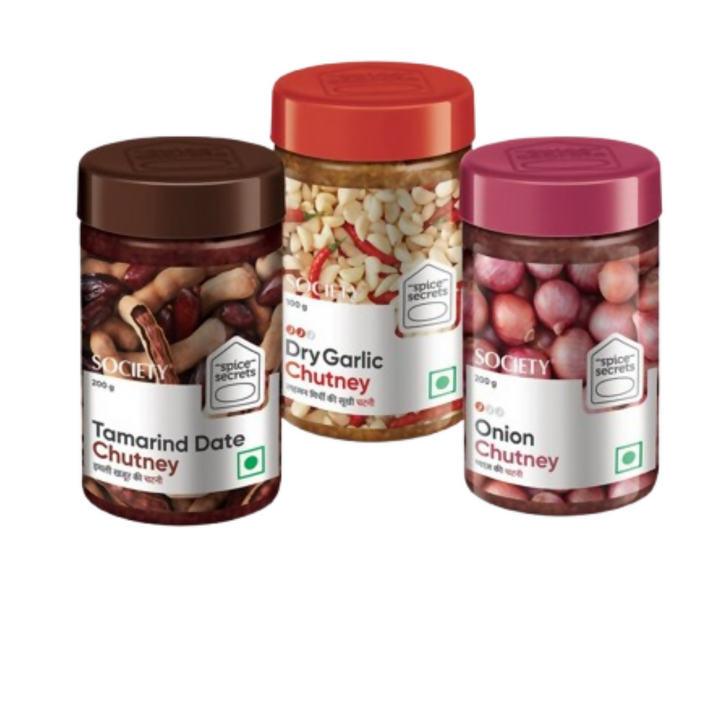 Society Onion Chutney & Dry Garlic Chutney & Tamarind Date Chutney Combo - Distacart
