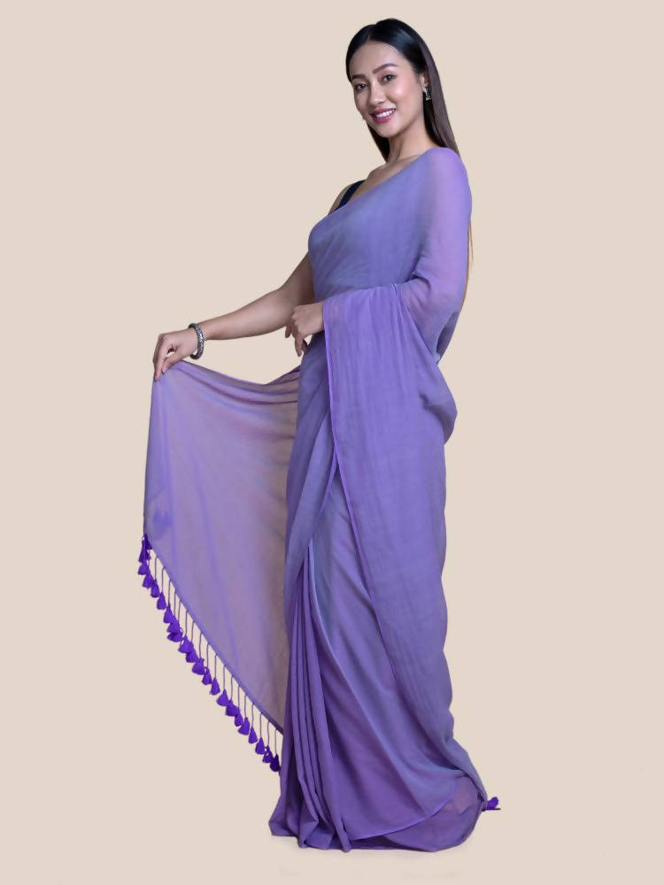 Suta Lavender Solid Mul Saree - Distacart