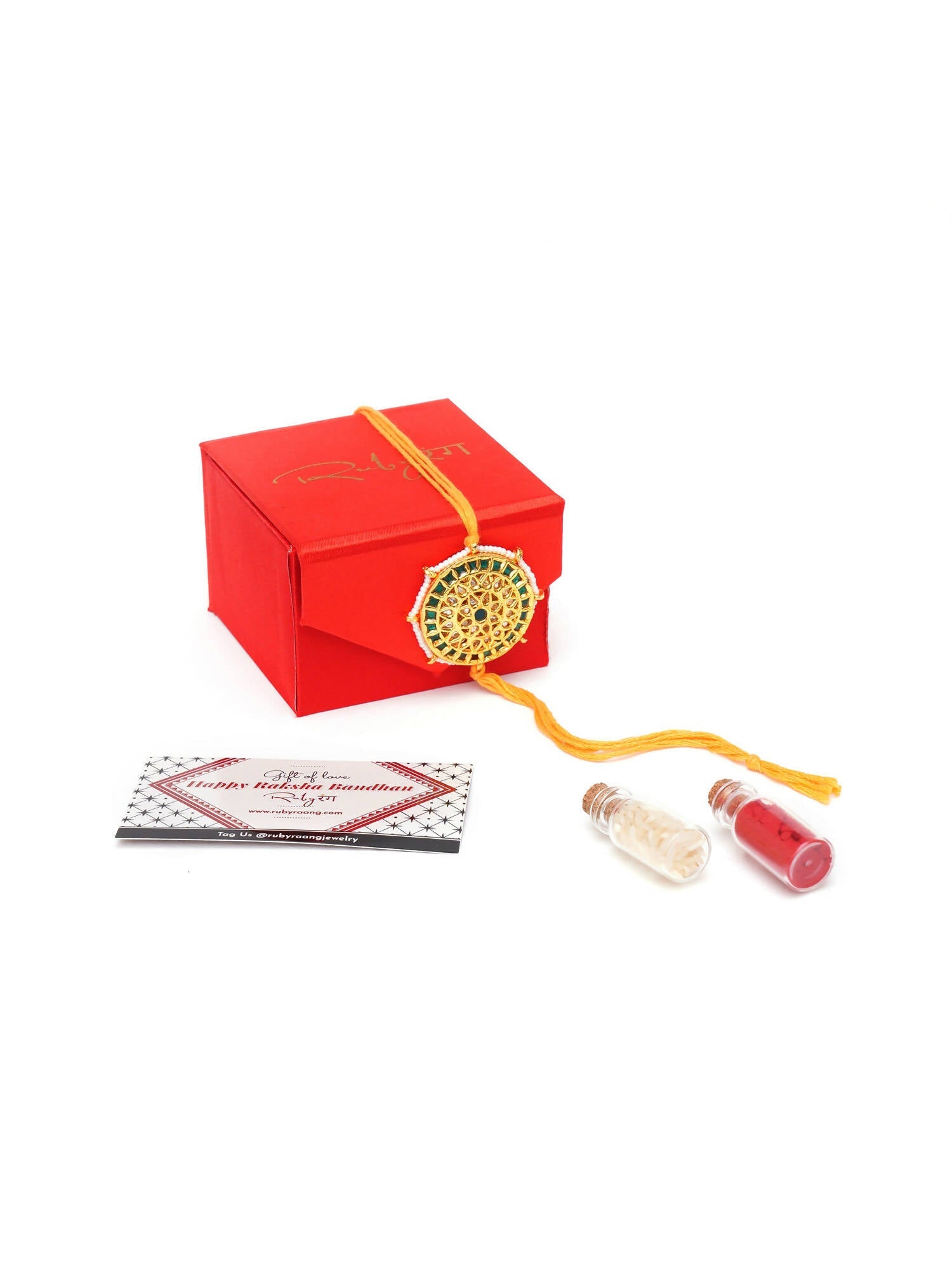 Designer kundan Rakhi - Ruby Raang - Distacart