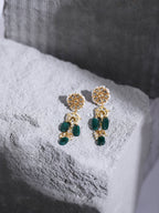 Gold-Toned White Kundan Contemporary Gold-Plated Drop Earrings - Ruby Raang - Distacart