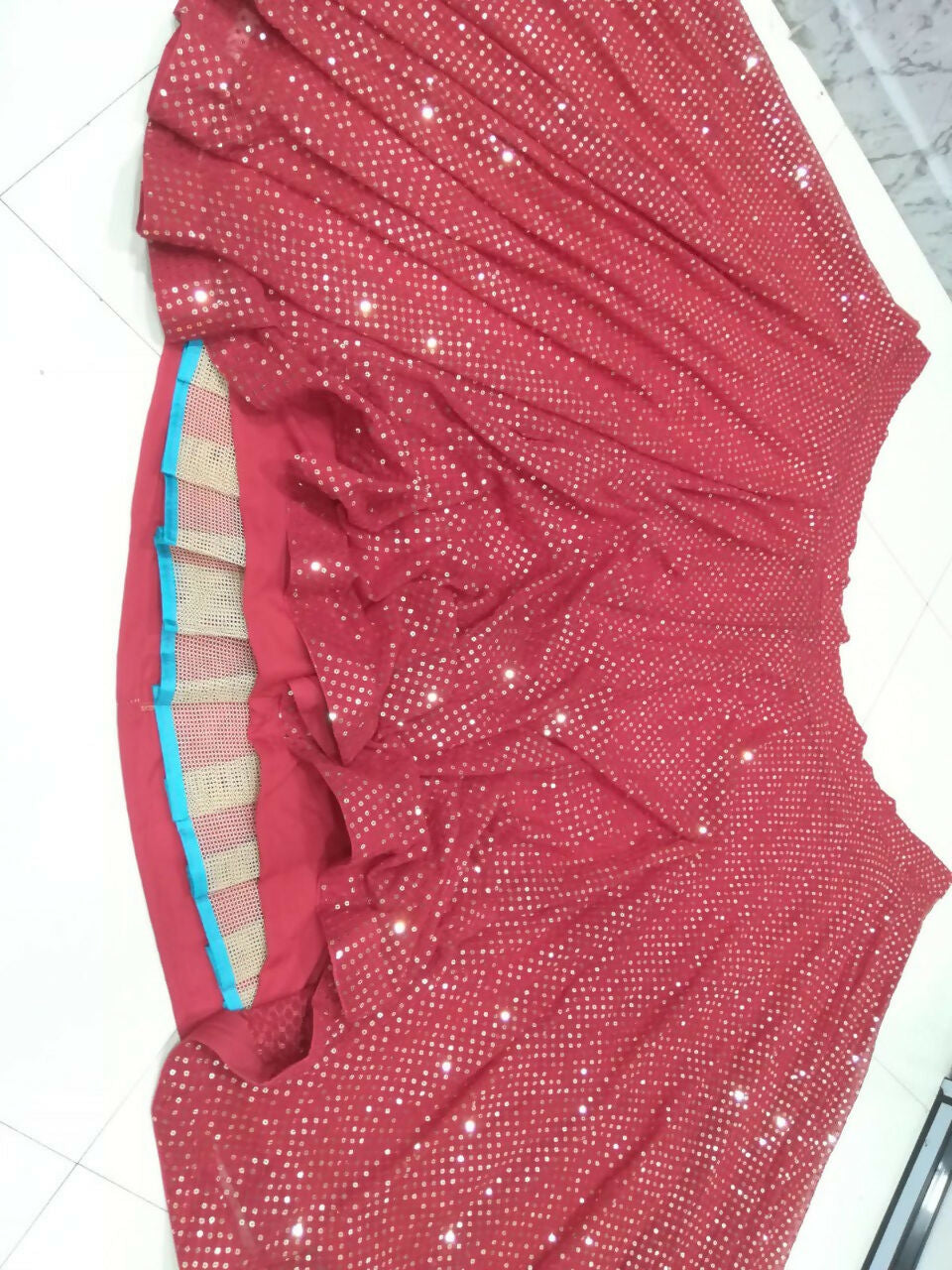 Jyoti Fashion Gorgeous Gajri Red 5MM Ton To Ton Red Thread Embroidery Faux Georgette Lehenga Choli with Dupatta