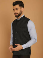 Even Apparels Pure Wool Nehru Jacket - Blue