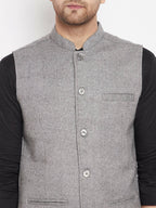 Even Apparels Grey Wool Men Woven Nehru Jacket WL730 - Distacart