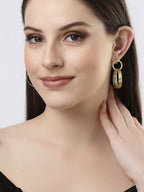 NVR Women Golden Linked Round Circle Attached Drop Earrings - Distacart