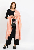 Mominos Fashion Moeza Women's Linen Cotton Silver Border Peach Dupatta - Distacart