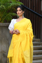 Beatitude Yellow Cotton Ghicha Pallu Saree