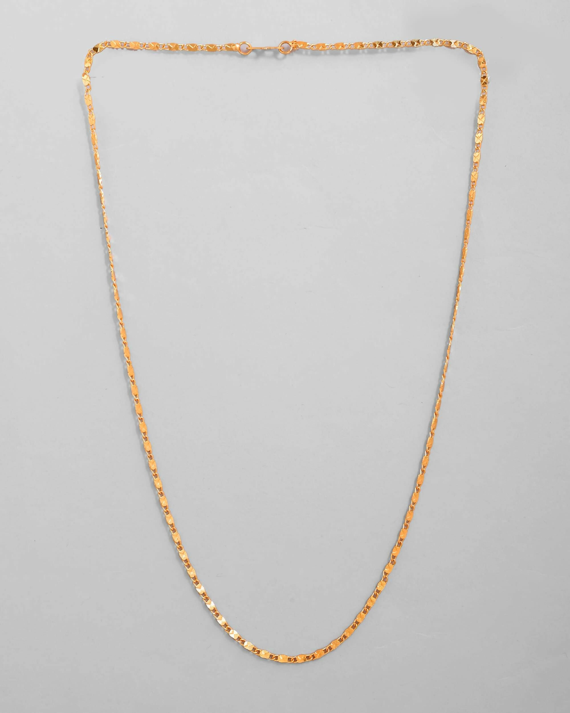 VOJ Gold-Polished Biscuit Shaped Chain For Women