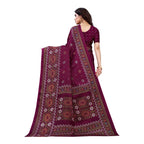 Printed Jute Silk Purple Saree