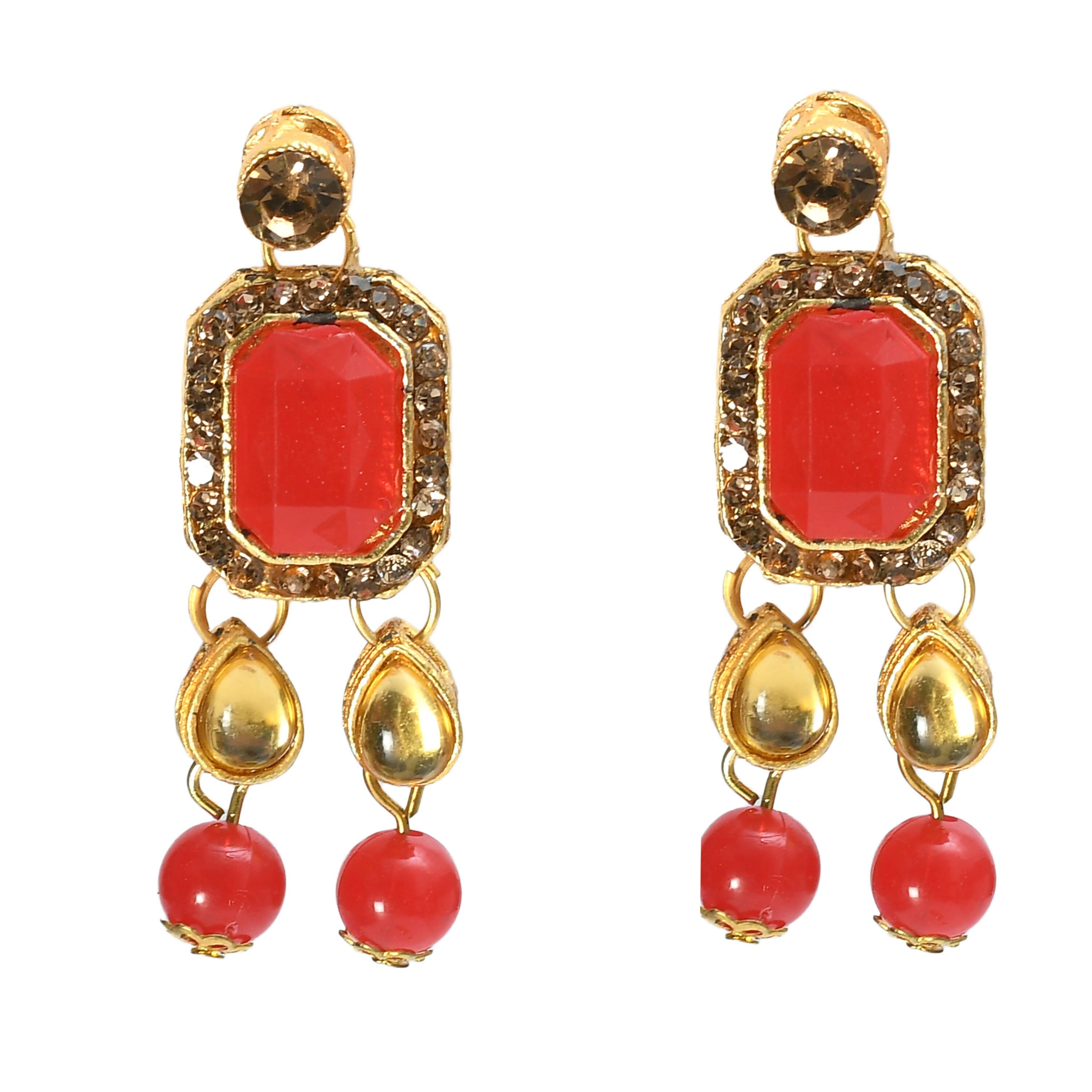 Mominos Fashion Johar Kamal Gold-Plated Brass Finish Kundan/Pearls Choker For Women (Red) - Distacart