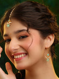 Ruby Raang Traditional Green Drop Maang Tikka And Earrings - Distacart