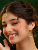 Ruby Raang Traditional Green Drop Maang Tikka And Earrings - Distacart