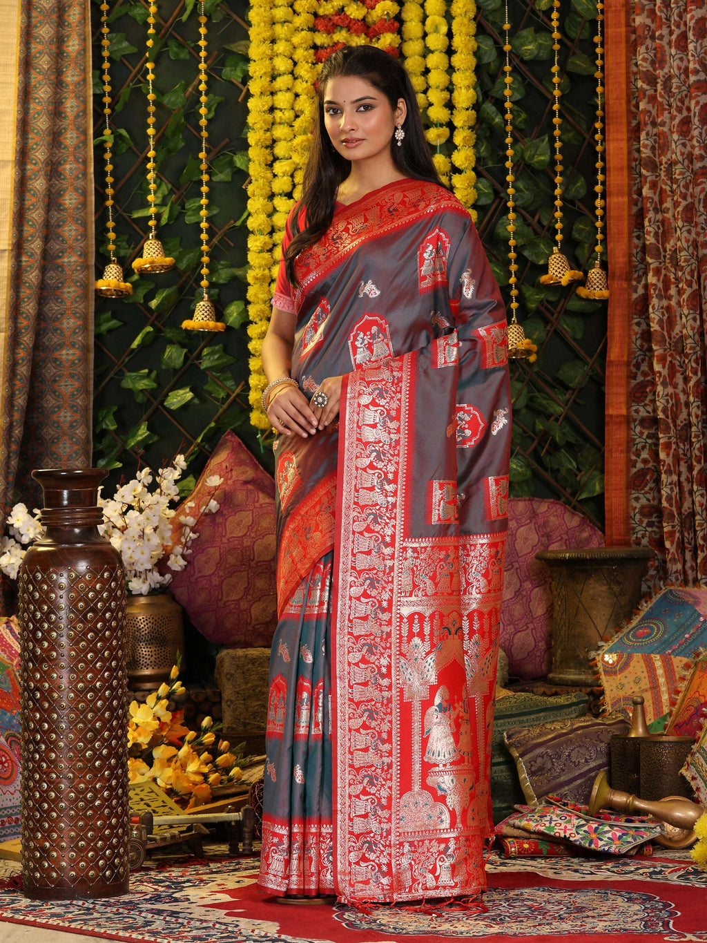 Shree Shyam Fashion Silk Grey Saree - Distacart