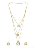 Kundan Antique Finish Earrings and Dew drop Necklace set - Ruby Raang