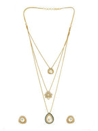 Kundan Antique Finish Earrings and Dew drop Necklace set - Ruby Raang
