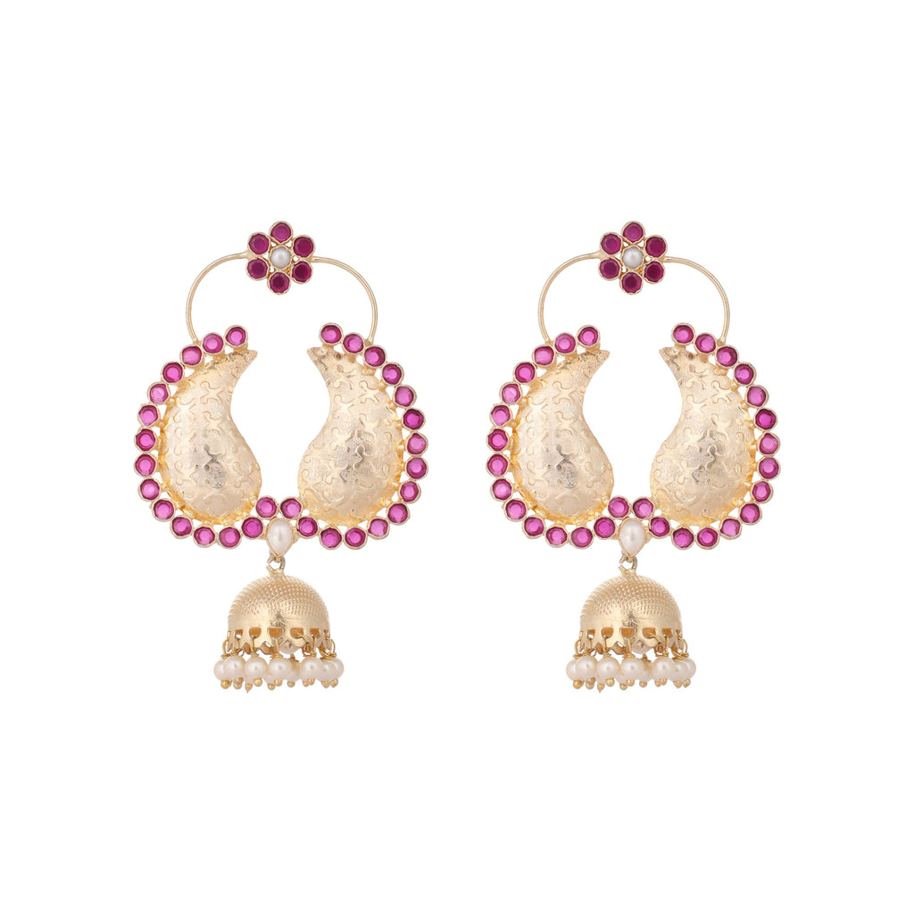 Nuyug 22K Gold Plated Pink Paisley Bloom Earrings - Distacart