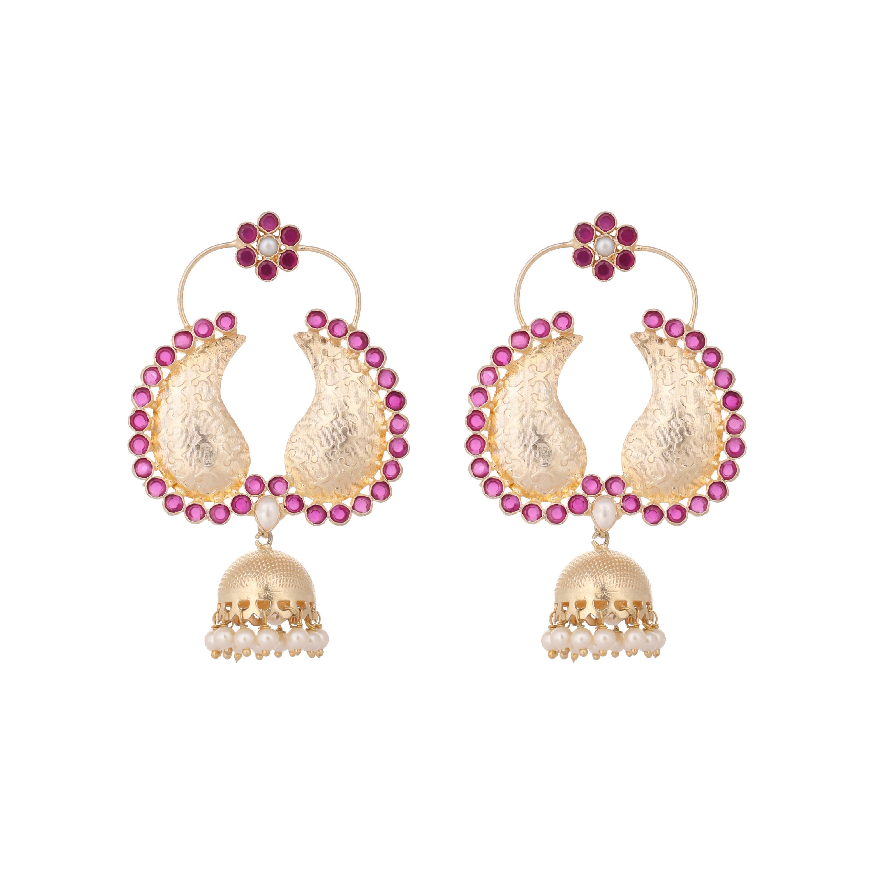 Nuyug 22K Gold Plated Pink Paisley Bloom Earrings - Distacart