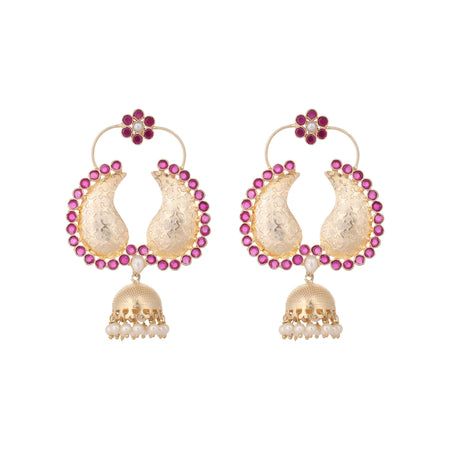 Nuyug 22K Gold Plated Pink Paisley Bloom Earrings