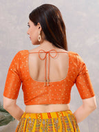 Joban Fashion Women Silk Orange Stitched Blouse
