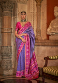 Purple Banarasi Weaving, Ultra Aqua Finish, Zari Work Banarasi Silk Saree - Rath Kunti