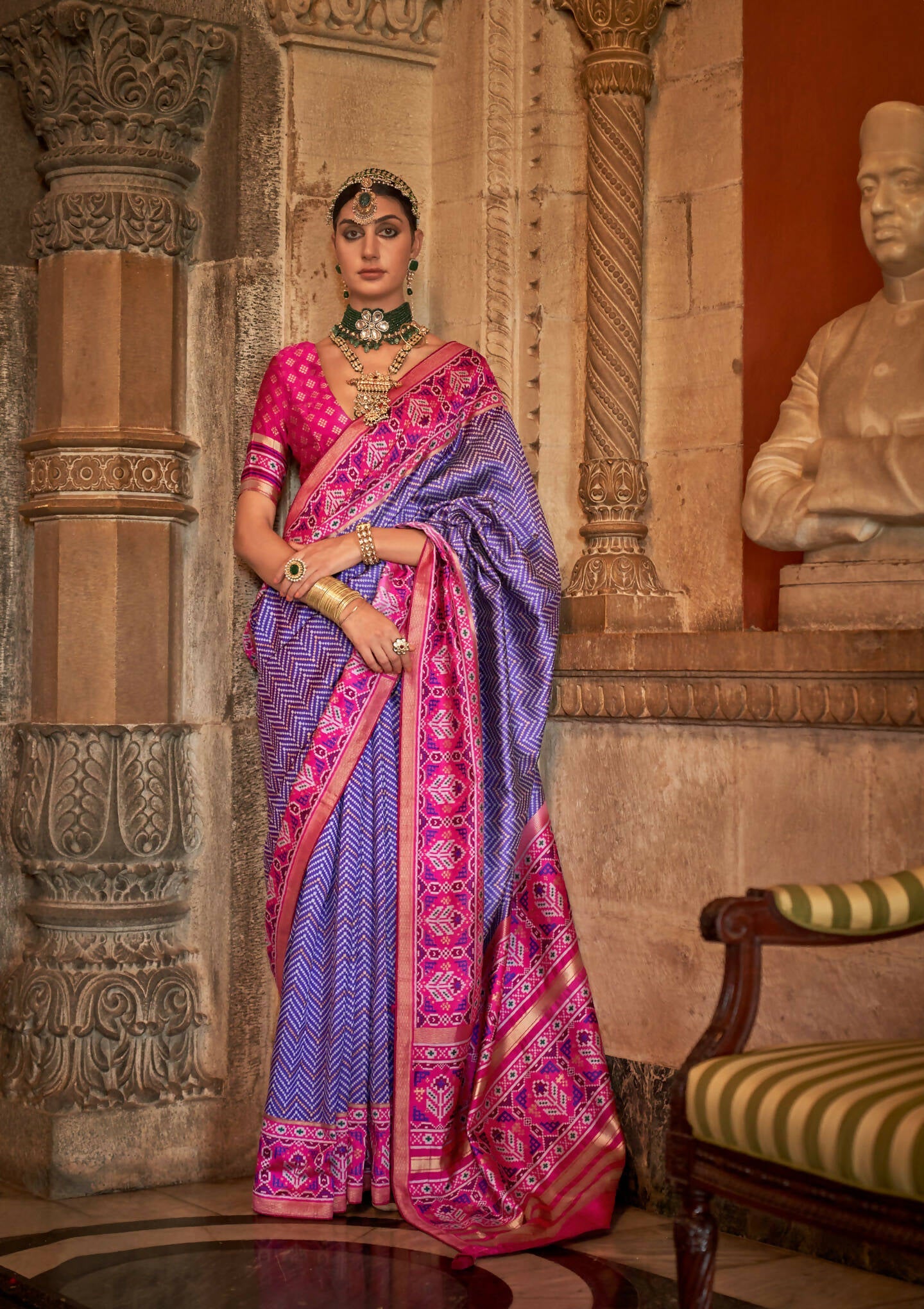 Purple Banarasi Weaving, Ultra Aqua Finish, Zari Work Banarasi Silk Saree - Rath Kunti