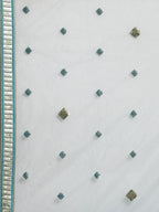House of Panchhi Women Sea Green Net Zig-Zag Embroideried Lehenga, Blouse & Dupatta
